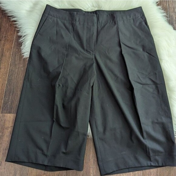 Kit and Ace Wool Silk Pleated Wide Leg Knee Shorts black size Walk the Line 8 - Picture 2 of 7
